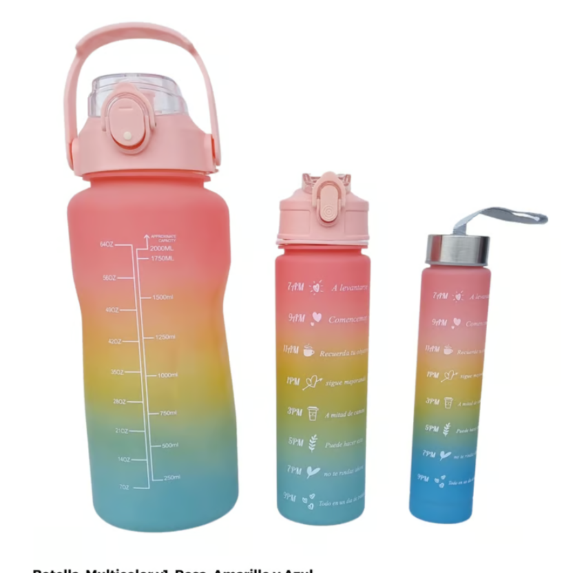 Botella De Agua Motivacional 3 en 1 (color al azar)
